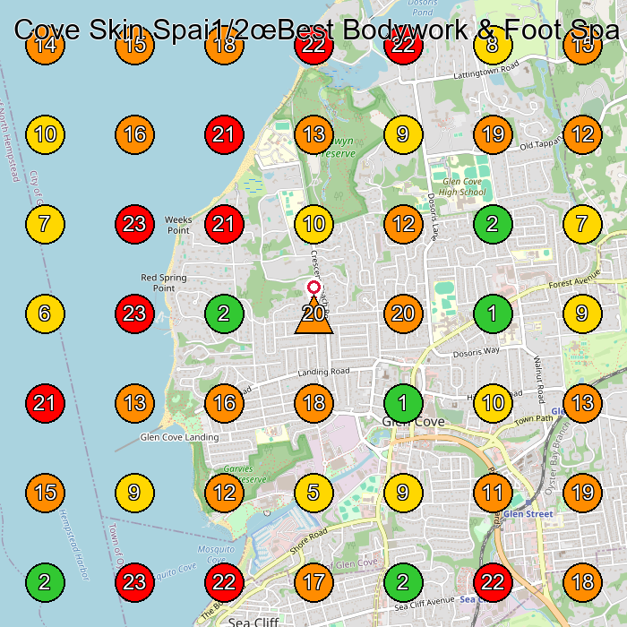 Cove Skin Spai1/2œBest Bodywork & Foot Spa Massage Spa GeoGrid ranking map for Glen Cove NY
